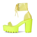 New Fashion Custom PVC Thick Bottom High Heels Sandals Women Summer Platform Chunky Heel Sandals